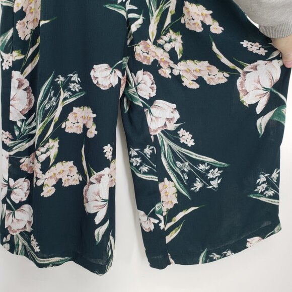 City Chic Floral Wide Leg Jumpsuit 14 Cropped Off Shoulder Fresh Field Green - Picture 7 of 11